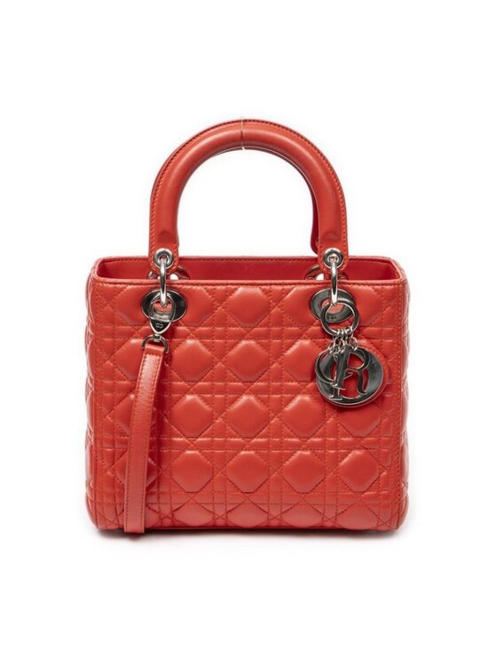 Dior Handbags - ★SOLD★ Dior Lady Dior Zip Red Cannage Lambskin Leather Handbag